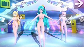 Hatsune Miku, Rin &amp_ Luka Tricolore Airline Project diva Nude Mod Full Nude
