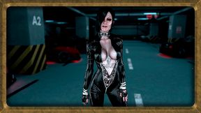 Gothic dominatrix Lisbeth Salander dancing for you in tight latex bodysuit