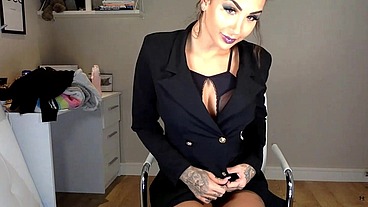 HORNY BUSINESS WOMAN - PUSSY MASTURBARTION with DILDO and HOT LINGERIE - Susy Gala