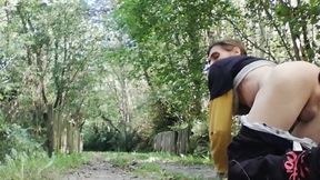 Guy with his tight ass in outdoor having anal pleasure
