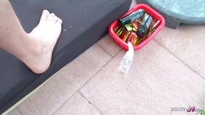 Outdoor bukkake party with sexy teens Adreena Winters and Mira cuckold