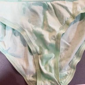 Cum on Hayleys soft green panties