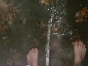 Girls Standing Steamy Late Night Piss Outside