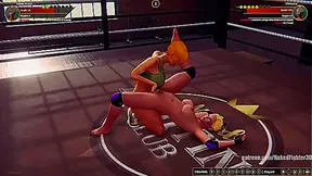 Karen Krush Battles Nude Christina in Steamy Naked Fighter 3D Showdown