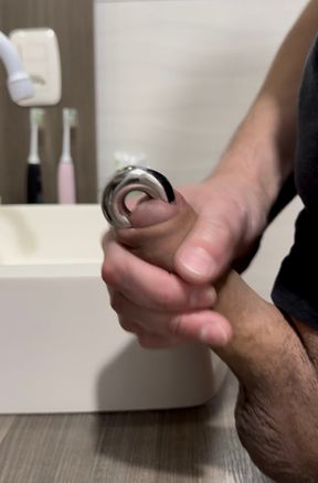 Pierced cock cumming