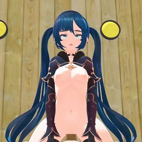 Hentai Genshin Impact Mona Cowgirl Sex Blue Hair Color Edit Smixix