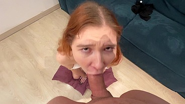 What a surprise from stepbrother, she'll love what awaited her after the trip. A gloved throat, a face fuck, and pink deep holes.