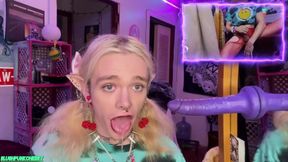 Cute trans FTM gushes as she fucks her entire dildo stash raw and sloppy