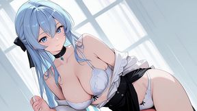esdeath came to buy new sexy lingerie and have some fun with a pink dildo. esdeath hentai cosplay (ai-generated)