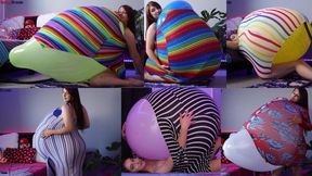 July 2022 Belly Inflating With Balloons and Slow Inflator Non-Pop Compilation
