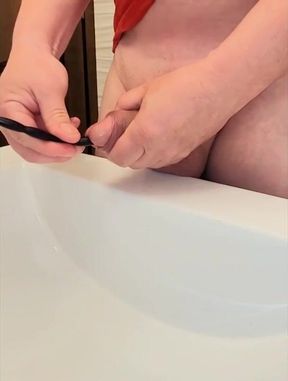 Deep sounding my cock until cum gushes out raw