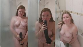 monster black dildo fun in the shower