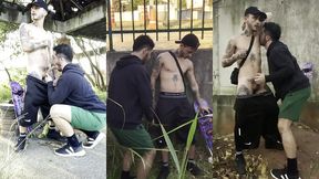 gozando dentro do deposito de porra na praca publica