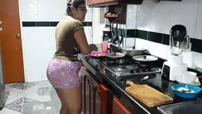 Horny stepson gets mouthful from hot milf stepsister