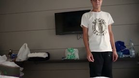 Alex gives me footjob in white-red sneakers and bare feet