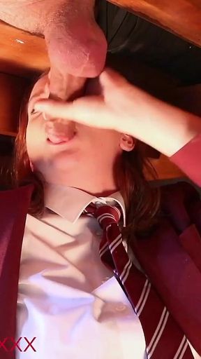 Hot British *** Sucks Anonymous Cock at the Milking Table