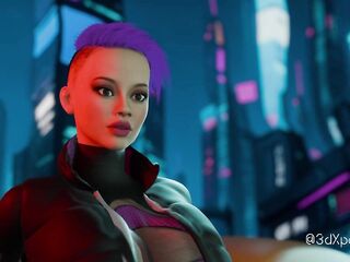 Neon Heat. Hawt lewd cyberpunk angel lets u use her butt and cum on her back