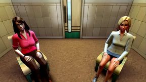 Curvy teen 3D girl sucks futa teacher's big cock