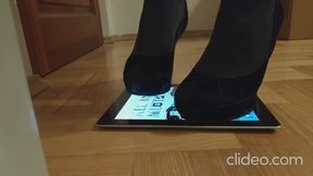 sexy feet trample and walk and crush tablet with high heels and sneakers and platform and shoes