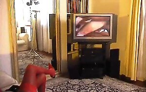 A pretty black shemale welcomes his lover at home