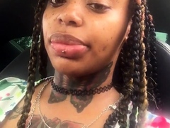 Wet tattooed raven babe Sahron with big boobs masturbates