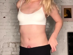 Young blond teen babe masturbates with her toothbrush