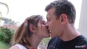 sweet cheerleader girl with pigtails and no tits seduce to old young fuck by her coach when home alone
