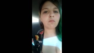 Public ParkingingLot smoking flashing&amp;Masturbating!Publicsmoking Flashing giant DDs pussy fingering