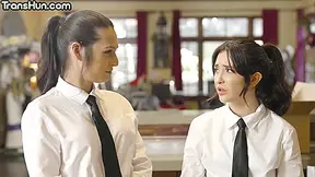 Lesbian Tgirl Waitress Fucks Her Colleague After Boss Goes Away