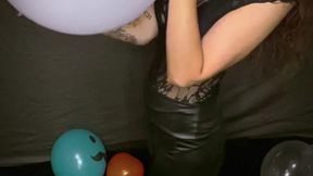 Empress Scarlett blows up balloons and nail pops all of them
