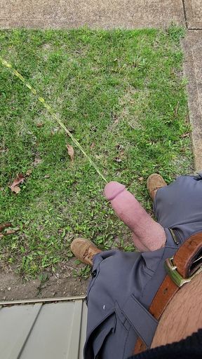 Super mushroom cock outdoor pissing closeup