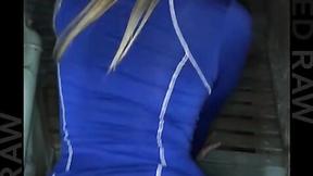 ”Blonde Aubrey Thomas' Shaved Snatch Blasted by huge black dick”