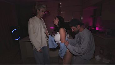 Busty babe cheats on boyfriend at house party and squirts in front of him