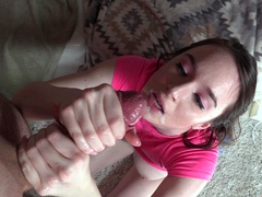 Slut gives wam deep throat pov blowjob and handjob