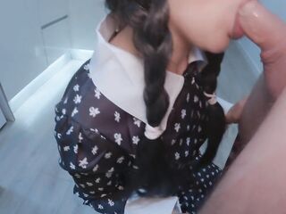 Cheating stepmother Came back from the party and got stepson's knob in the mouth and cum in the booty