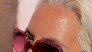 Big-boobed MILF gets fucked in the ass and pissed in the ass while in the pool