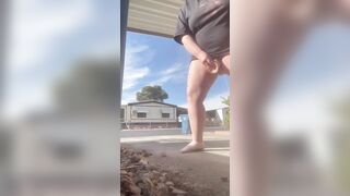 Chubby snatch Quick outdoor masterbation