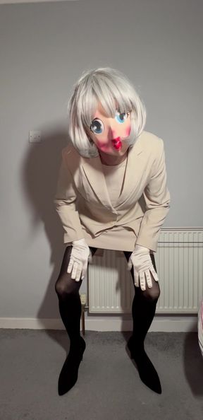 Sissy crossdresser wearing a shift suit
