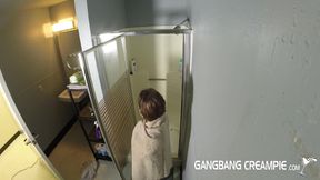 Little chubby girl lured into the shower