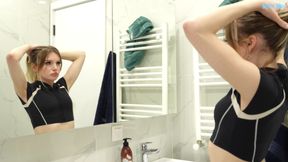 3 Min and I'll Cum, Let Me, Plz! Pumped-up Stepbrother Caught Me Naked, Wet and Horny in the Shower, I Ate Cum
