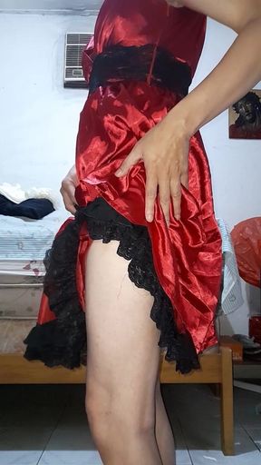 Pink Dress Masturbation Cum