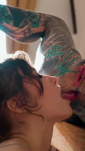 Goth Tattooed Lesbian's Anal Dildo Stretch   Clip 1