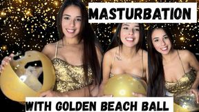 Masturbation with golden beach ball