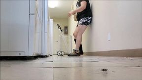 Struggling with Laundry in a Walking Boot For Injured Foot (ID # 1894 HD 1080rez)