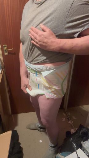 Standing Look at the Nappie Diaper I’m Putting on