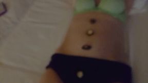 Petite teen in zombie clown cosplay enjoys her beaver licked