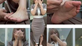 With Underwear Flash Gal-style Japanese Beauty Size 7 Goes Wild with Sole Tickling