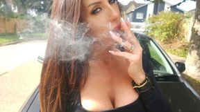 Step Mommy Charlie Monaco Smoking on the car HD