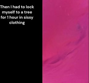Hazel tied to tree exposed bra panties clit small dick choked slave caught