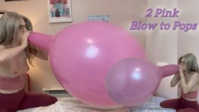 Blow to Pop Tease of two Pink Balloons